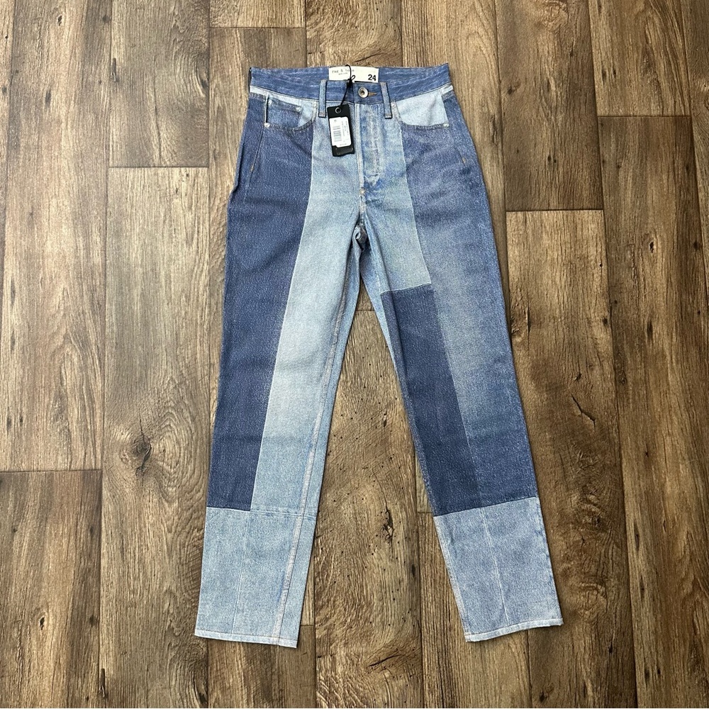 Rag&Bone BRYON Stretch Miramar Nina Cigarette Patchwork Denim Print Pants Sz 24